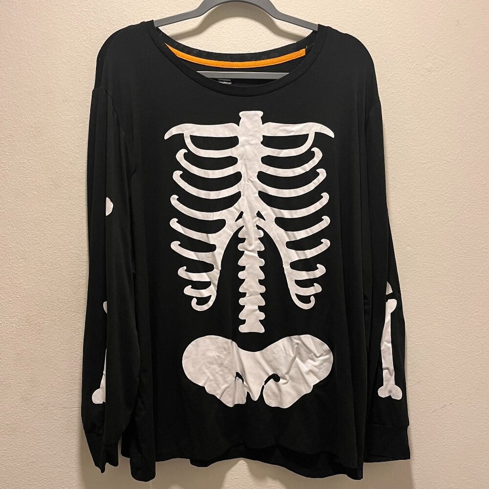 Womans Way To Celebrate Halloween Skeleton T Shirt Black Size 3x (22w-24w)